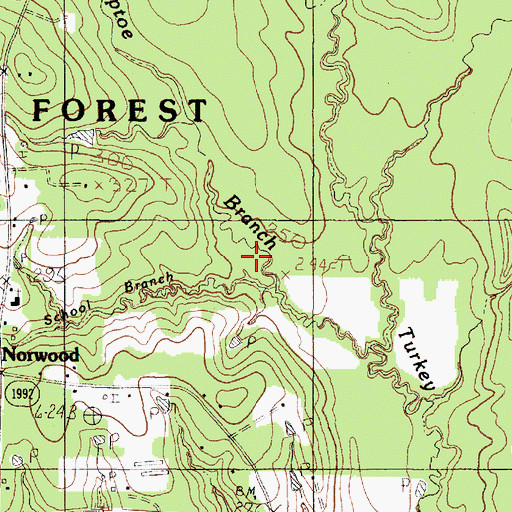 Topographic Map of School Branch, TX