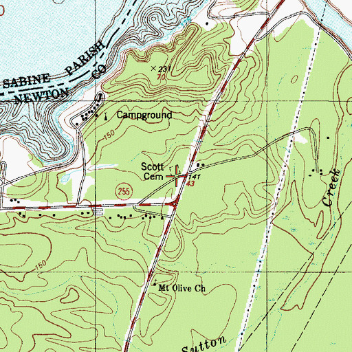 Topographic Map of Scott Cemetery, TX