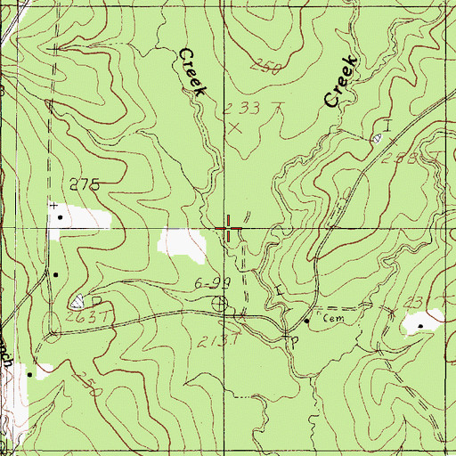 Topographic Map of Scott Creek, TX
