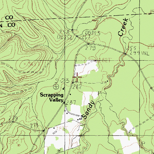 Topographic Map of Scrapping Valley, TX
