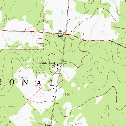 Topographic Map of Scrub Creek Church, TX