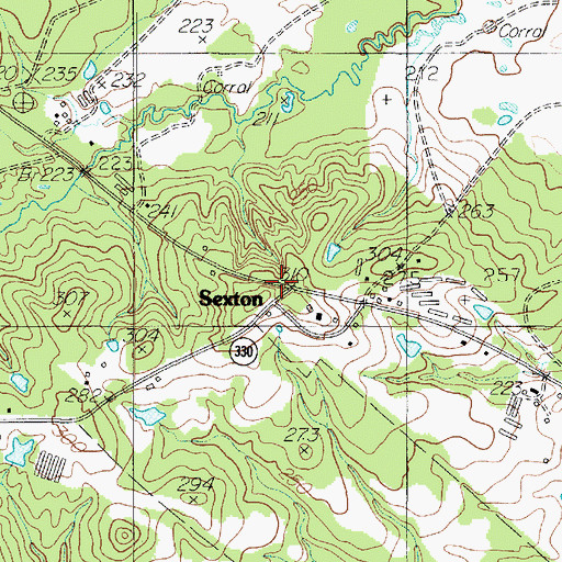 Topographic Map of Sexton, TX