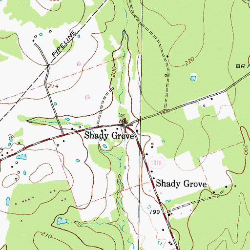 Topographic Map of Shady Grove, TX