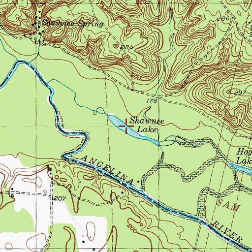 Topographic Map of Shawnee Lake, TX