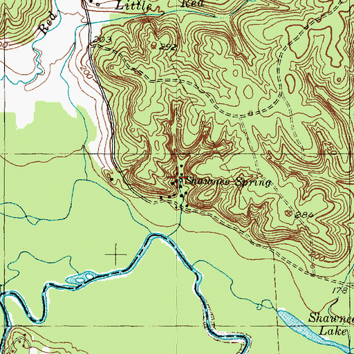 Topographic Map of Shawnee Spring, TX