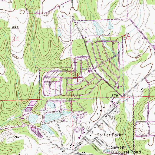 Topographic Map of Ridgewood Village, AL