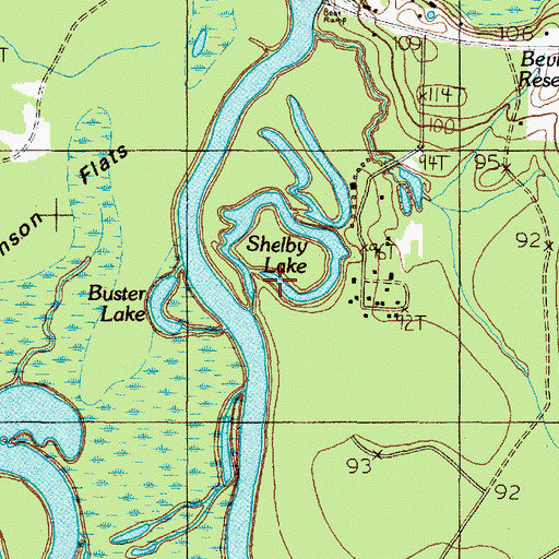 Topographic Map of Shelby Lake, TX