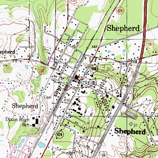 Topographic Map of Shepherd, TX