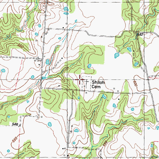 Topographic Map of Shiloh Cemetery, TX