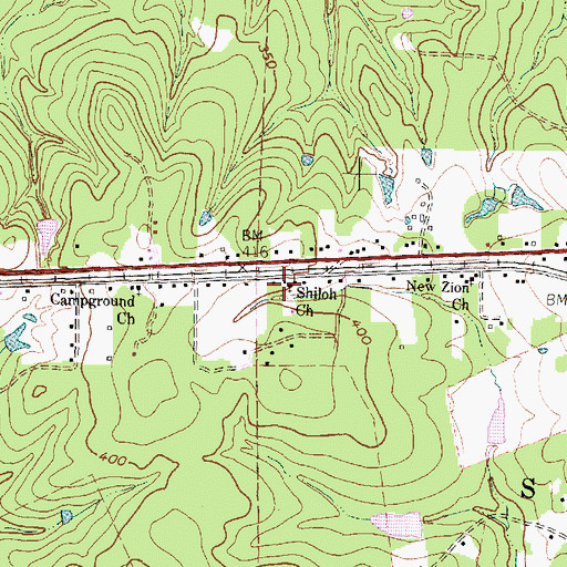 Topographic Map of Shiloh Church, TX
