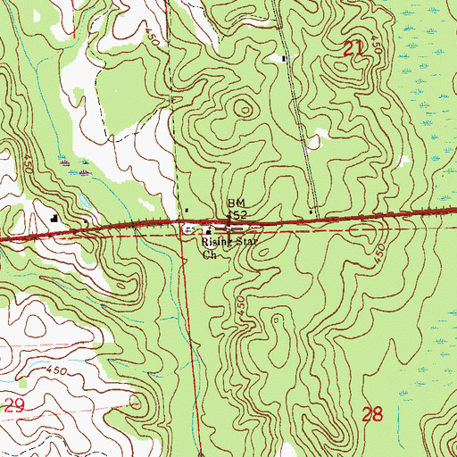 Topographic Map of Rising Star School (historical), AL