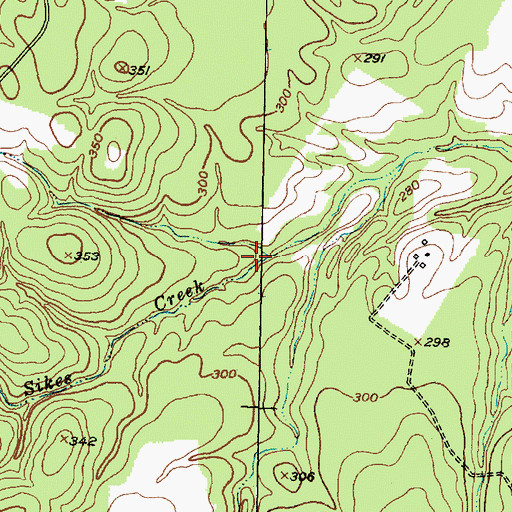 Topographic Map of Sikes Creek, TX