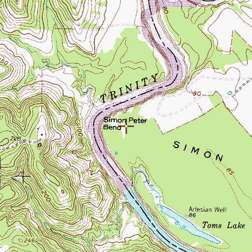 Topographic Map of Simon Peter Bend, TX