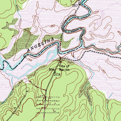 Topographic Map of Marion, TX
