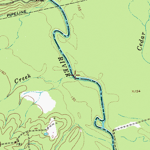 Topographic Map of Slay Creek, TX