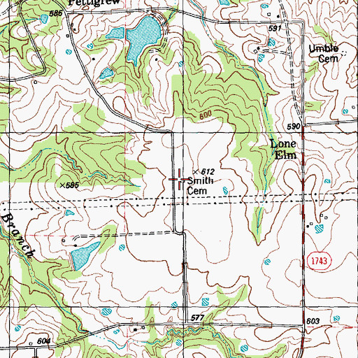 Topographic Map of Smith Family Cemetery, TX