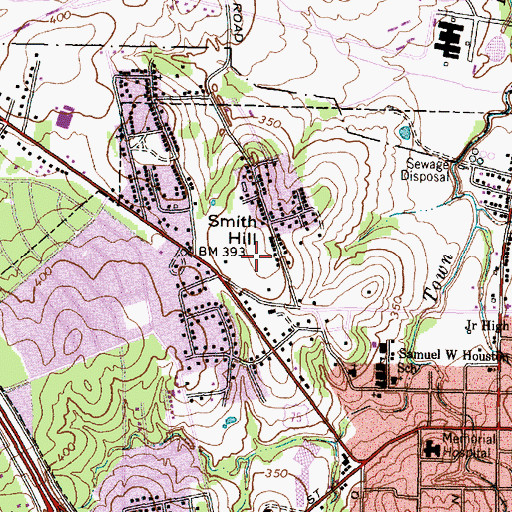 Topographic Map of Smith Hill, TX