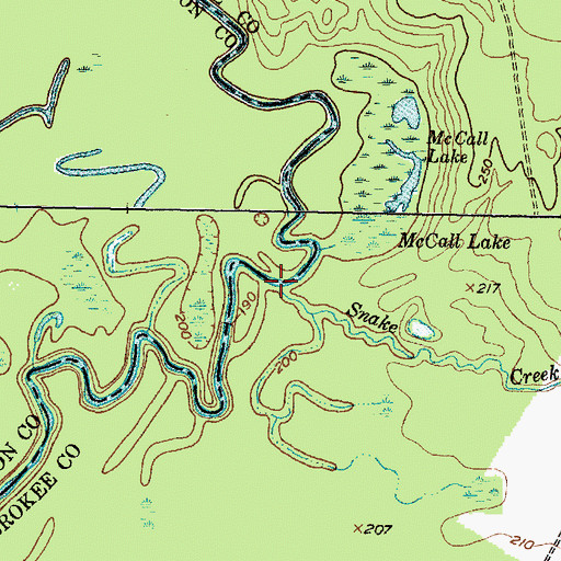 Topographic Map of Snake Creek, TX