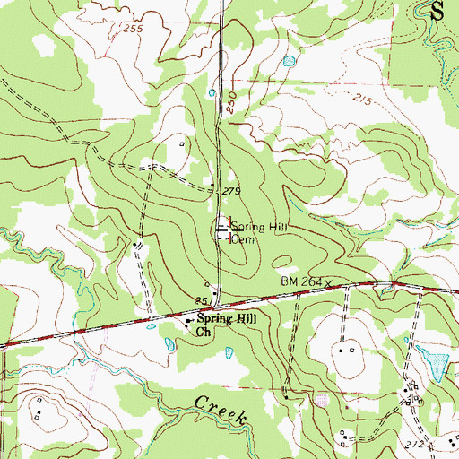 Topographic Map of Spring Hill Cemetery, TX