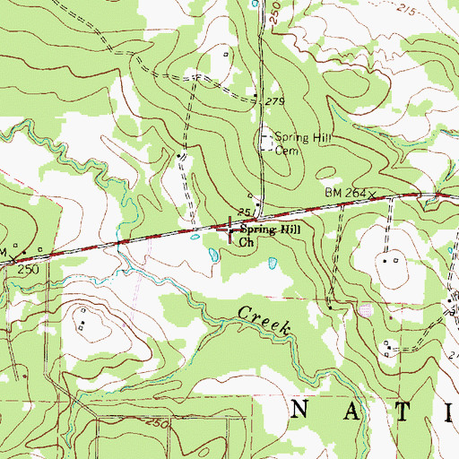 Topographic Map of Spring Hill Church, TX