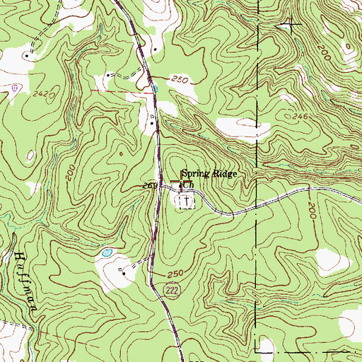 Topographic Map of Spring Ridge Church, TX