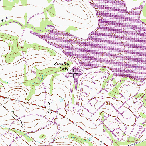 Topographic Map of Stanley Lake, TX