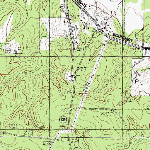 Topographic Map of Strong Cemetery, TX