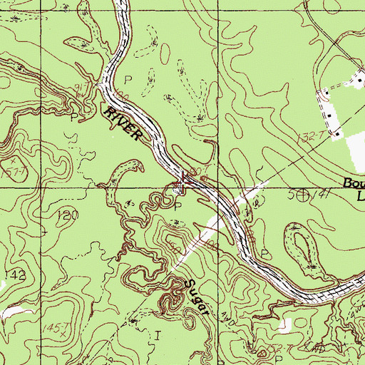 Topographic Map of Sugar Creek, TX