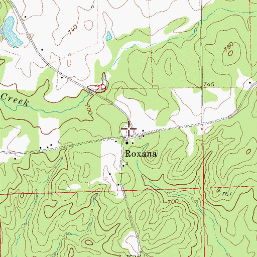 Topographic Map of Roxanna Cemetery, AL