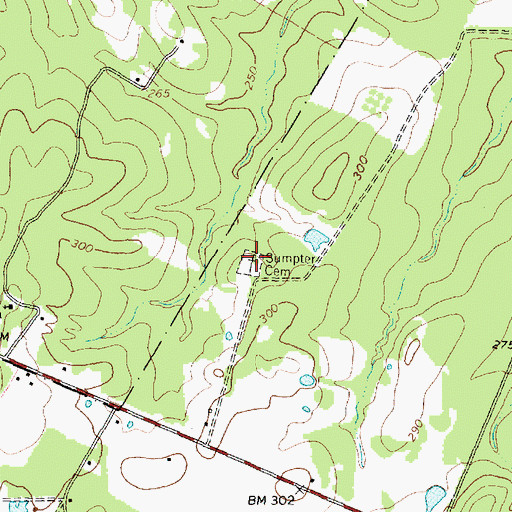 Topographic Map of Sumpter Cemetery, TX