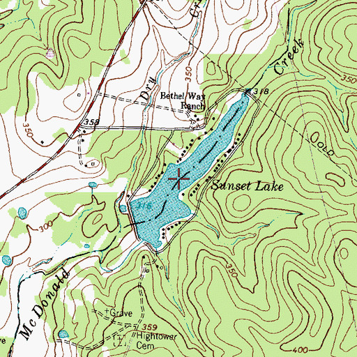 Topographic Map of Sunset Lake, TX