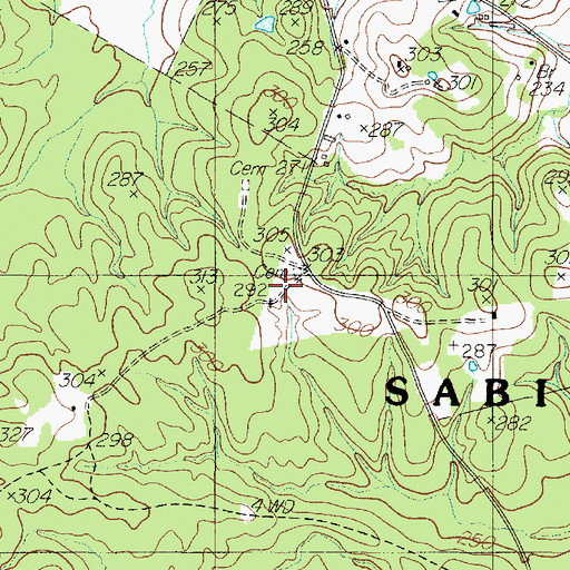 Topographic Map of Sweet Cemetery, TX