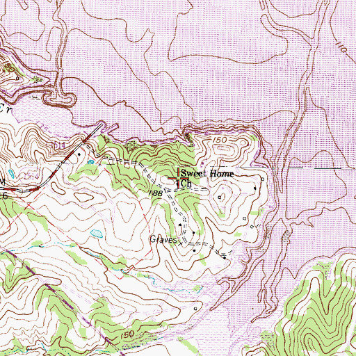 Topographic Map of Sweet Home Church, TX