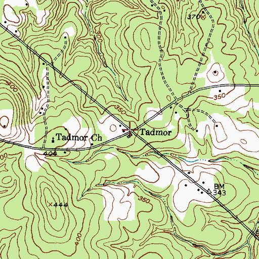 Topographic Map of Tadmor, TX