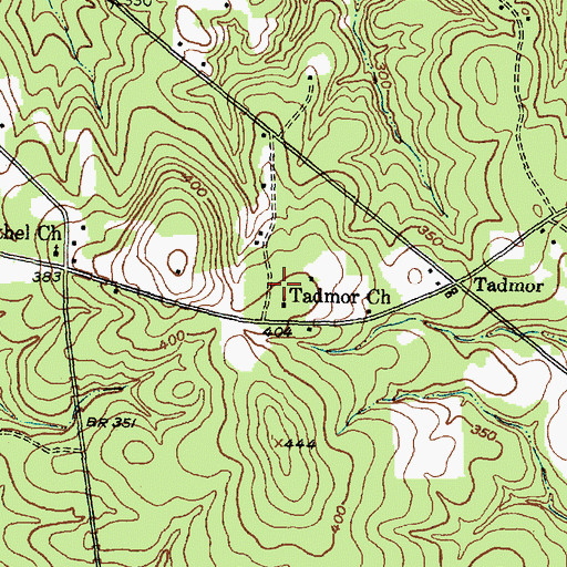 Topographic Map of Tadmor Church, TX