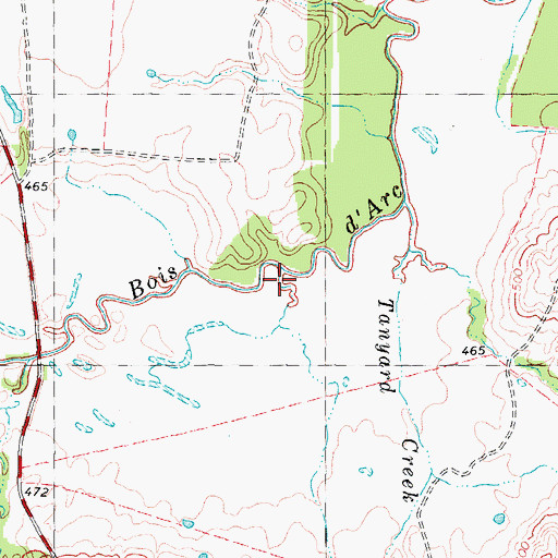 Topographic Map of Tanyard Creek, TX