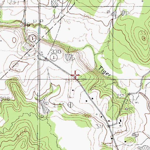 Topographic Map of Tebo Cemetery, TX