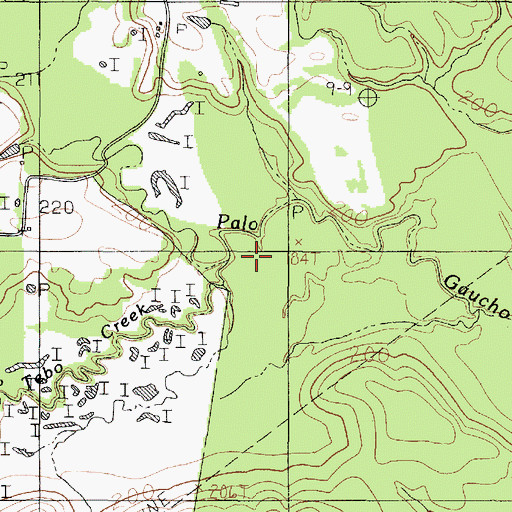 Topographic Map of Tebo Creek, TX