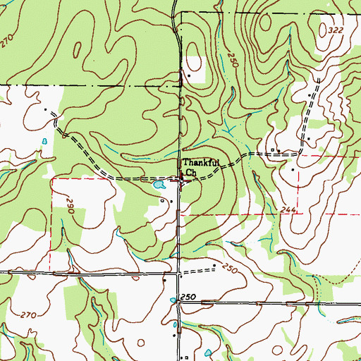 Topographic Map of Thankful Missionary Baptist Church, TX