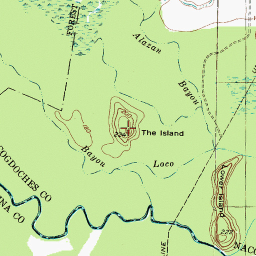 Topographic Map of The Island, TX