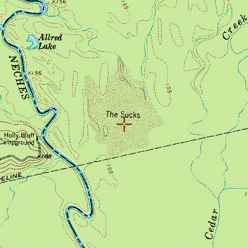 Topographic Map of The Sucks, TX