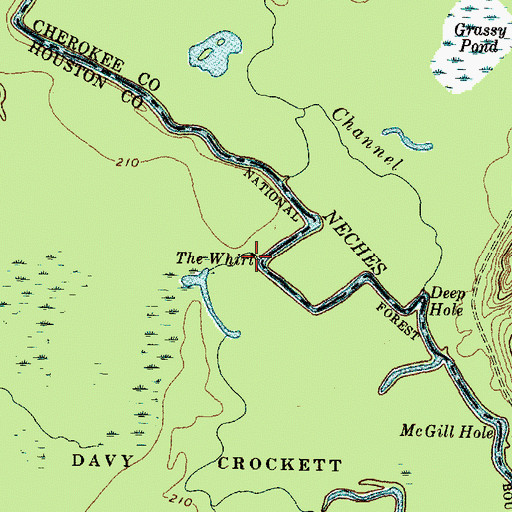 Topographic Map of The Whirl, TX