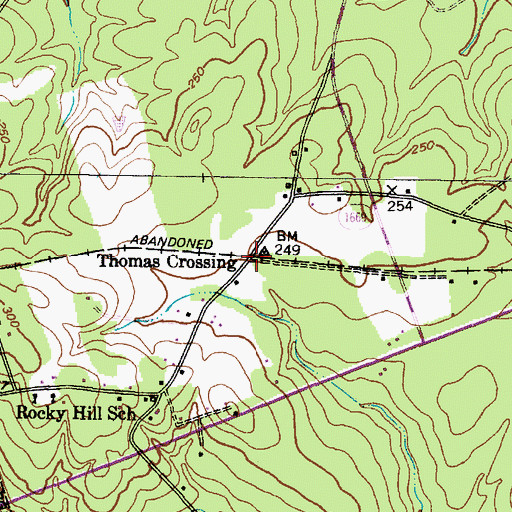 Topographic Map of Thomas Crossing, TX