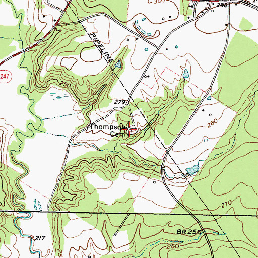 Topographic Map of Thompson Cemetery, TX