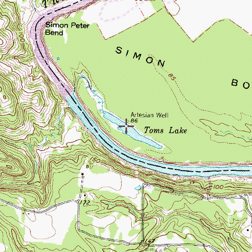 Topographic Map of Toms Lake, TX
