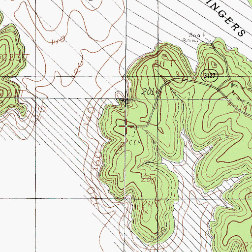 Topographic Map of Townsend Cemetery, TX