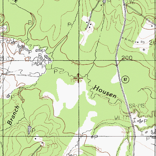 Topographic Map of Travis Branch, TX