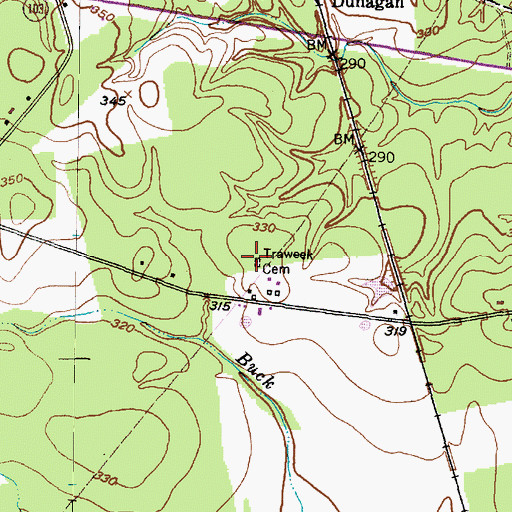 Topographic Map of Traweek Cemetery, TX