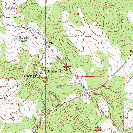 Topographic Map of Saint Marks School (historical), AL