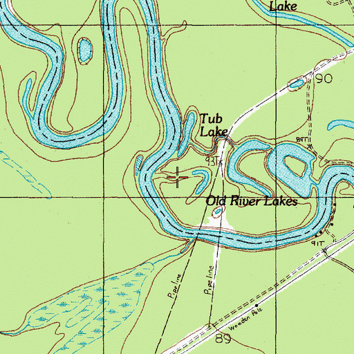 Topographic Map of Tub Lake, TX